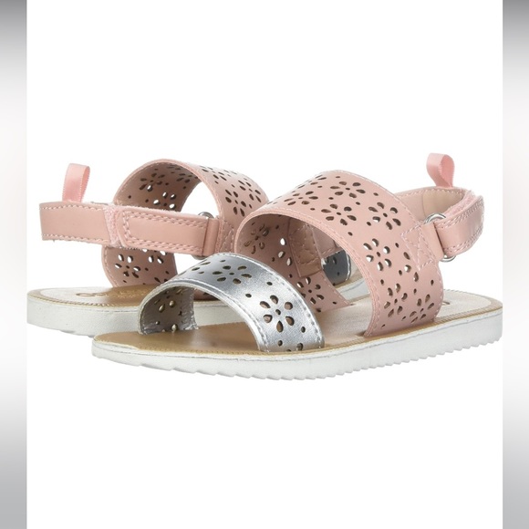 OshKosh B’gosh sandals shimmery light pink w/ flowers size 9 toddler girl - NWT - Picture 10 of 11